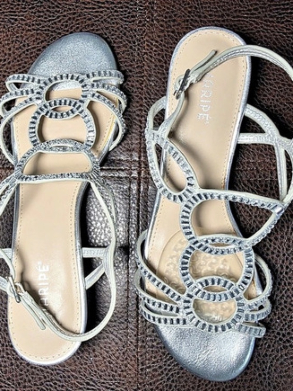 Rampage Selena Rhinestone Heeled Sandals in Silver US 6.5